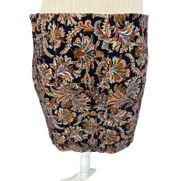 Zara Multicolored Paisley Corduroy Button-Down Skirt M - Picture 6 of 9